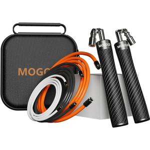 Weighted Jump Rope for Men Women -Interchangeable 1/5lb 1/4lb 1/2lb Heavy jump ropes - 360 Degree Spin - Length Adjustable,Ergonomics Leather Grip Skipping Rope for Fitness Weight Loss & More (Black)