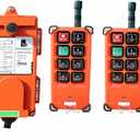 8 Buttons Crane Remote Control, 360 Degree Operated Crane Transmitter, Quick Wiring Industrial Remote Control for Port Crane, Electric Hoist ((2 Transmitters&Receiver)