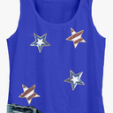 American Flag Tank Top Women 4th of July Tank Tops Stars Sequin Tanks Vest Patriotic O-Neck Casual Sleeveless Tops Size L