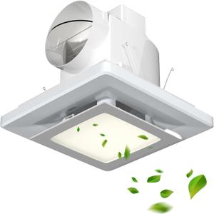 Bathroom Exhaust Fan 10x10 Inch with LED Lighting Ultra Quiet High Airflow 77 CFM Ideal for Bathroom and Space 4 Inch Duct Diameter Easy Ceiling Installation Extractor Fan, Small