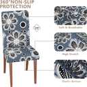 Stretch Dining Chair Covers Set of 6,Floral Print Chair Covers,Soft Removable Washable,Pet Friendly Furniture Protector,Universal Chair Slipcovers for Home, Kitchen,Ceremony Dining Room Seat (Gray Eight-petaled Flowers)