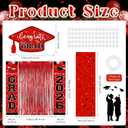 7 Pcs Graduation Party Decorations Class of 2026 Congrats Grad Banner Red Foil Fringe Backdrop Curtains Red Graduation Decorations for High School & College Celebrations Party Supplies