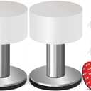 2Pcs Door Stoppers, Self Adhesive Rubber Bumper wall Door Bottom Stopper Knobs Baseboard with 2 Sticker for Floor Shower Refrigerator (2 Pack - 2.56 inches (with screws), White)
