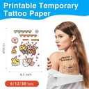 Printable Temporary Tattoo Paper for INKJET Printer, 12-Sets Custom Tattoo Printer Sticker 8.5X11", DIY Personal Clear Transfer Paper for Kids, Family, Christmas, Birthdays, Parties, Festivals