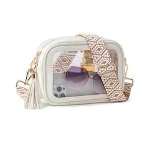 Bradinel Clear Bag for Stadium Events, Clear Crossbody Purse for Women, Small Stadium Approved Bag for Concerts Games (White)