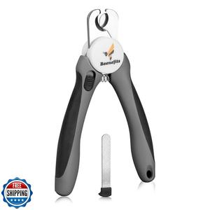 Beenefits Large Dog Nail Clippers with Sharp Stainless Steel Blade for Smooth Cutting, Ergonomic TPE Handle Special Baffle to Avoid Flying Nail Fragments, Hidden Nail File (Large/Medium), Black Set of 3