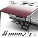 Fonzier RV Awning Fabric Replacement, 19.5oz Heavy Duty Vinyl, with Tie Down Kits & 7 Hooks & Pull Strap for Trailer Camper Awning- 16'(Fabric 15'2"), Burgundy Fade