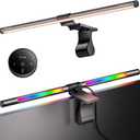 Quntis RGB Pro+ Monitor Light Bar with Remote, 15 Modes Gaming Backlight, 4 Colors & Brightness Dimmable Fronlight, 20" Ra95 Eye-Care USB Reading Monitor Lamp, No Glare, Upgraded Clip for All Monitor (Gray)