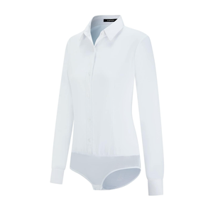 Tapata Womens Bodysuit Blouse Button Down One-Piece Long Sleeve Solid Office Work Shirt Casual Tops, Medium