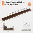 RICHFOCUS Picture Ledge Shelf, 48 inch Floating Shelves Set of 2, Wood Wall Shelves with Lip, Wall Decor Storage for Bedroom Living Room Bathroom Kitchen Nursery Photo Picture, Walnut