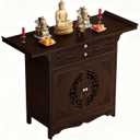 Meditation Altar Table - Buddhist Pooja Shrine Altar Table Shrine Ancestral Ancestor Chinese for Altar Pooja Tables High Altars with Storage,Walnut/47.2IN, 47.2 x 15.7 x 39.3 inches