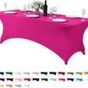 Spandex Table Cover for 8FT or 4ft or 6ft Table Universal Fitted Stretch Tablecloth for Party, Banquet, Wedding and Events-Fuchsia (96" x 30" (Rectangular))