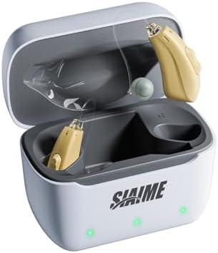 SIAIME Hearing Aids for Seniors Rechargeable Invisible Behind The Ear Design with 24H Battery DSP Noise Reduction OTC Hearing Aids for Mild to Moderate Hearing Loss Easy Volume Control Not Amplifiers