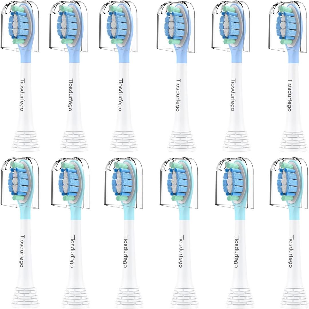 Replacement Toothbrush Heads for Philips Sonicare Replacement Heads C3,A3,4100,Electric Replacement Brush Heads for Phillips Sonicare Toothbrush C3,4100,A3,W,for Philips Sonic Care Brush,12 Pack (Blue & Green)