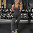 OMKAGI 2 Piece Workout Sets for Women Padded Workout Tops Booty Leggings with Pockets Gym Sets (Gray, M)