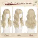 Haloo Blonde Wigs with Bangs - 20 Inch Long Soft Wavy Natural Looking Synthetic Heat Resistant Hair Wig for Women Daily Party, Platinum Blonde