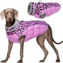FUAMEY Dog Coat for Small Dogs,Waterproof Dog Winter Jacket with Harness Built in Puppy Cold Weather Coats Reflective Pet Vest with Zipper Warm Fleece Dogs Snowsuit Windproof Pink Leopard S