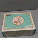 Dollhouse Kitchen Furniture Suitcase Set for Kids, 2 Flexible Dolls/Dining Tble/Kitchenware/Tableware/Refrigerator/Bread, Pretend Play Dollhouse Accessories Christmas Birthday Gift for Girls Ages 3+