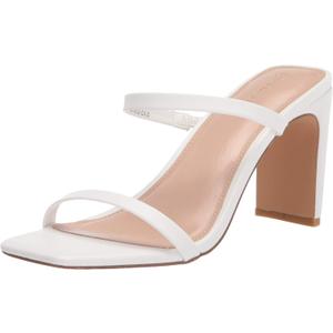The Drop Women's Avery Square Toe Two Strap High Heeled Sandal (7, White)