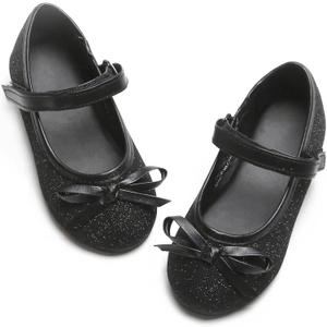 GINFIVE Toddler Girls Dress Shoes Little Girls Mary Janes Ballerina Flats Shoes Toddler (11 Little Kid, Gf01-black)