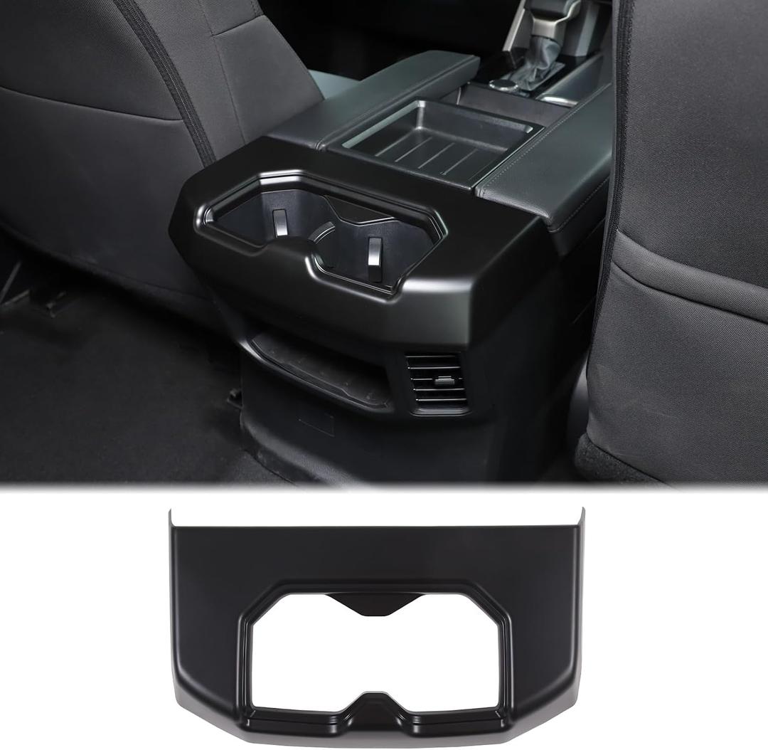 Aunginsy Rear Seat Central Armrest Cup Holder Cup Frame Trim Cover Compatible with Toyota Tundra/Sequoia 2022-2025 2026, Car Back Row Center Console Water Cupholder Decorative Sticker ABS Accessories