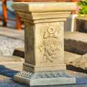 19" MgO Garden Pedestal Stand with Bow Design, Weatherproof Statue Riser