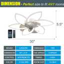 30" Ceiling Fan with Lights Remote Control, Modern Low Profile Flush Mount Ceiling Fan with Lights Dimmable Ceiling Fans 3 Color 6 Speed for Bedroom Living Dining Room Kitchen - White