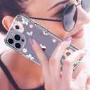 3 x LUHOURI for iPhone 15 Pro Max Case with Screen Protector - Crystal Acrylic Clear - Fashionable Designs for Women and Girls - Slim Fit Shockproof Protective Phone Cover 6.7",Nice Blossoms