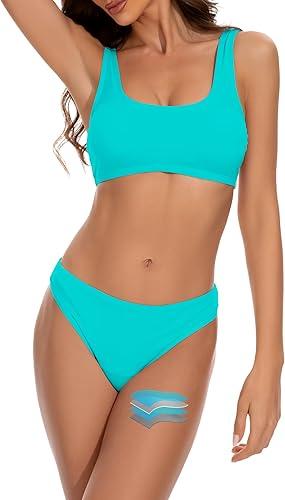 Beautikini Period Swimwear for Teens Two Piece Leakproof Menstrual Bikini Swimsuit Sporty Bathing Suits for Girls Women (2XS)
