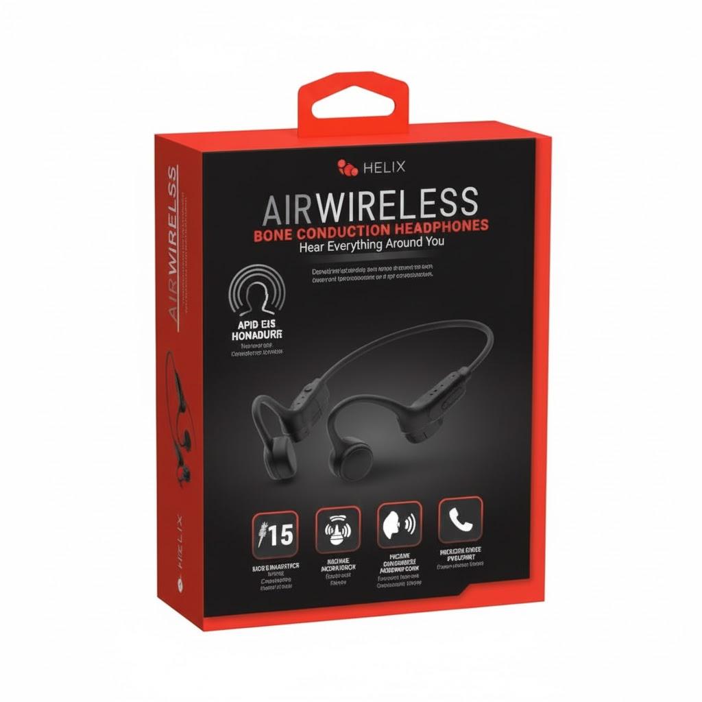 HELIX AIR WIRELESS BONE CONDUCTION HEADPHONES, Black