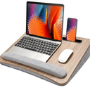 HUANUO Lap Laptop Desk - Portable Lap Desk with Pillow Cushion, Fits up to 17 inch Laptop, with Anti-Slip Strip & Storage Function for Home Office Students Use as Computer Laptop Stand, HNLD28WN