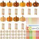 Weysat 30 Sets Fall Crafts Pumpkin Wind Chime Making Kit Wooden Arts and Crafts Ornaments DIY to Paint Autumn Craft for Kids Classroom Activity Fall Projects Autumn Thanksgiving Decorations