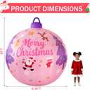 LANGXUN 8ft Pink Christmas Ball Inflatable Outdoor Indoor Decor, Giant Blow Up IP44 Weatherproof Xmas Decorations for Yard, Built-in 7-Color LED Rotating Light for Gardern Lawn Winter Holiday