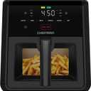 Chefman Air Fryer TurboFry 7-Qt, 6-in-1 High-Powered 450F Cooking for Crispier Results, Compact Space-Saving Design, Air Fry, Bake, Broil, Reheat, Dehydrate, Defrost, Fast & Even Cooking  Black
