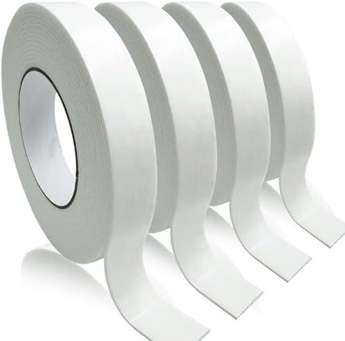 Double Sided Foam Tape, Strong Adhesion Mounting Tapes (L196IN * W0.94IN * 3 Rolls), White, Heavy Duty Sticky Strips for Wall Art, Office Decor, Posters/Picture Hanging, Packaging, Bonding