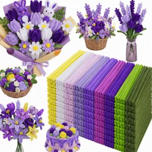 Libima 3800 Pcs Pipe Cleaners Bulk 10 Colors 12" Graduation Pipe Cleaners Craft Set Chenille Stems Flower Kit 6mm Colorful End Year of Teacher Gift Fuzzy Sticks Party Supply for DIY Art (Purple)