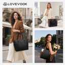 LOVEVOOK Laptop Tote Bag for Women With Large Cup Holder, Leather Work Tote Bag for Women,15.6 Inch Professional Computer Briefcase Business Teacher Commuter Shoulder Bag,Office Travel Gift