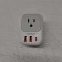 TESSAN European Travel Plug Adapter, Europe Adapter with 4 Outlets and 3 USB(1 USB C PD 20W), International Foldable Plug Type C Power Adaptor for EU Spain France Italy Germany Portugal Iceland