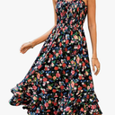 GRACE KARIN Women's 2025 Summer Floral Boho Dress Square Neck Strapped Swing A Line Sundress Beach Long Maxi Outfits,  S