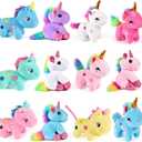 Golray 12Pcs Mini Unicorn Plush Stuffed Animals, Unicorn Party Favors Keychains for Girls Birthday, Easter Basket Stuffers, Easter Egg Fillers, Classroom Rewards Carnival Prizes Goodie Bag Stuffers