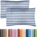 Queen Pillow Cases Set of 2 - Ultra Soft Hotel Quality Pillowcase Covers - Comfy, Cozy & Wrinkle Free - Shrinkage and Fade Resistant - Machine Washable Pillow Protectors - 2 Piece Set - Blue Stripes 3