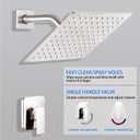 Brushed Nickel Shower Faucet GGStudy Single Function Shower Trim Kit with Rough-in Valve Shower Set Bath Rainfall Shower Faucet System 8inch Square Stainless Steel Metal Shower Head