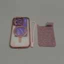 Meifigno for iPhone 15 Pro Case 6.1", [Glitter Card & Wrist Strap] [Compatible with MagSafe] [2X Screen Protectors] Surround Raised Camera Lens Protection for 15 Pro Case, Rose Gold
