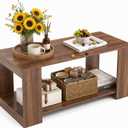 Coffee Table for Living Room, 39" 2-Tier Wood Table with Storage, Modern Rectangle Center Table, Small Space Home Furniture,Easy Assembly