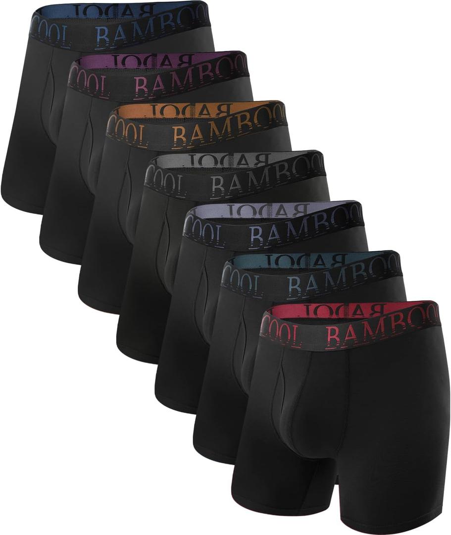 BAMBOO COOL Men's Ultra ComfortSoft Underwear, Moisture Wicking & Breathable No Ride Up Boxer Briefs with Fly, Multipack (Black, XXL)