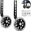 Training Wheels for Children's Bicycle Stabiliser Flash Mute Wheel Bicycle Stabiliser Mounted Kit for 12 14 16 18 20 Inch Bike, 1 Pair (Black)