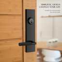 Matte Black Front Door Handle with Knurled Grip Durable Entry Lock Set with Deadbolt, Exterior Lever & 3 Keys, Fits Left & Right Hand Doors (Keyed Handleset, Matte Black)
