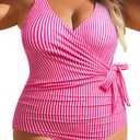 Yonique Plus Size One Piece Swimsuits for Women Tummy Control Bathing Suits Full Coverage Swimwear (Pink, XL)