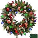 Lighted Christmas Wreath 28'' Artificial with 30 LED Multi-Color