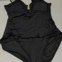 Eomenie One Piece Swimsuit for Women Tummy Control Ruched Bathing Suit U Wire Cutout Swim Suits Black M